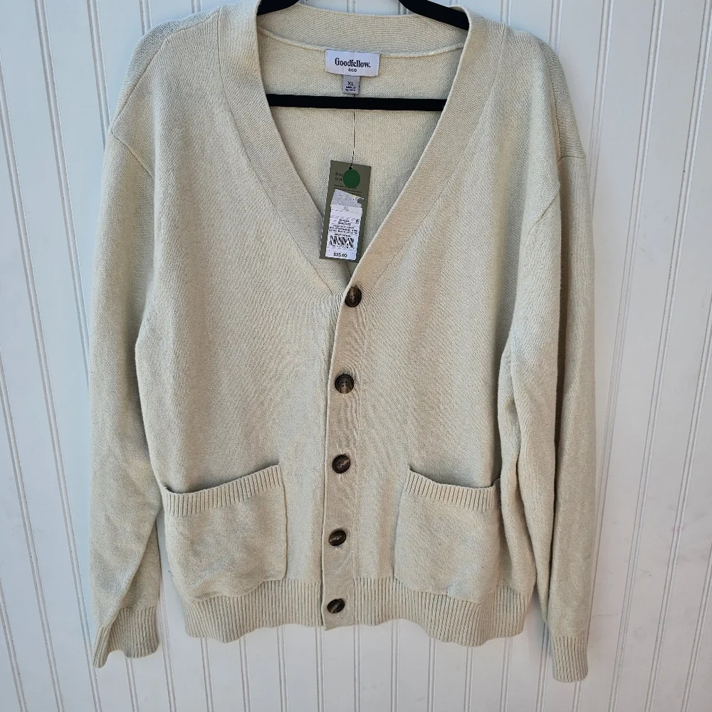 NEW Goodfellow & Co Men's V-neck Cream Cardigan Sweater XL - Picture 5 of 5